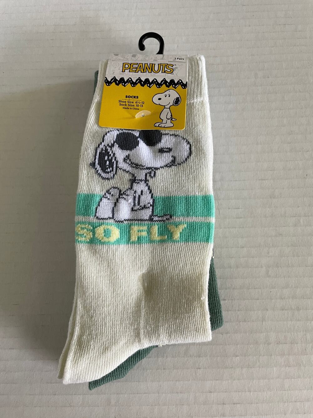 Adult 2 Pair Peanuts Snoopy So Fly Crew Socks Adult Size NEW